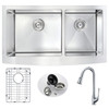 ANZZI Elysian Farmhouse 33 In. Double Bowl Kitchen Sink With Singer Faucet In Polished Chrome - KAZ3320-041