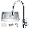 ANZZI Elysian Farmhouse 32 In. Single Bowl Kitchen Sink With Faucet In Polished Chrome - KAZ33201AS-044