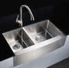 ANZZI Elysian Series 33 In. Farm House 40/60 Dual Basin Handmade Stainless Steel Kitchen Sink - K-AZ3320-4B