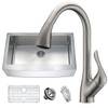 ANZZI Elysian Farmhouse 36 In. Single Bowl Kitchen Sink With Faucet In Brushed Nickel - KAZ36201A-031B