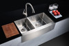 ANZZI Elysian Series 36 In. Farm House 40/60 Dual Basin Handmade Stainless Steel Kitchen Sink - K-AZ3620-3B