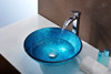ANZZI Accent Series Deco-glass Vessel Sink In Blue Ice - LS-AZ047