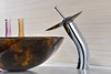ANZZI Timbre Series Deco-glass Vessel Sink In Kindled Amber With Matching Chrome Waterfall Faucet - LS-AZ049