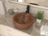 ANZZI Admiral 20 In. Handmade Vessel Sink In Polished Antique Copper With Floral Design Interior - LS-AZ336