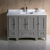 Fresca Oxford 48" Gray Traditional Bathroom Cabinets W/ Top & Sink - FCB20-122412GR-CWH-U