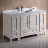 Fresca Oxford 54" Antique White Traditional Bathroom Cabinets W/ Top & Sink - FCB20-123012AW-CWH-U