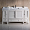 Fresca Oxford 60" Antique White Traditional Bathroom Cabinets W/ Top & Sink - FCB20-123612AW-CWH-U