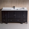 Fresca Oxford 60" Espresso Traditional Bathroom Cabinets W/ Top & Sink - FCB20-123612ES-CWH-U