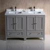 Fresca Oxford 48" Gray Traditional Double Sink Bathroom Cabinets W/ Top & Sinks - FCB20-2424GR-CWH-U