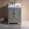 Fresca Oxford 24" Gray Traditional Bathroom Cabinet W/ Top & Sinks - FCB2024GR-CWH-U
