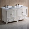 Fresca Oxford 60" Antique White Traditional Double Sink Bathroom Cabinets W/ Top & Sinks - FCB20-3030AW-CWH-U