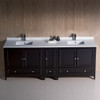Fresca Oxford 84" Espresso Traditional Double Sink Bathroom Cabinets W/ Top & Sinks - FCB20-361236ES-CWH-U