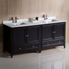 Fresca Oxford 72" Espresso Traditional Double Sink Bathroom Cabinets W/ Top & Sinks - FCB20-3636ES-CWH-U