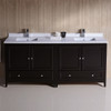 Fresca Oxford 72" Espresso Traditional Double Sink Bathroom Cabinets W/ Top & Sinks - FCB20-3636ES-CWH-U