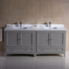 Fresca Oxford 72" Gray Traditional Double Sink Bathroom Cabinets W/ Top & Sinks - FCB20-3636GR-CWH-U