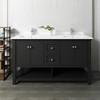 Fresca Manchester 60" Black Traditional Double Sink Bathroom Cabinet W/ Top & Sinks - FCB2360BL-D-CWH-U