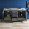 Fresca Windsor 72" Gray Textured Traditional Double Sink Bathroom Cabinet W/ Top & Sinks - FCB2472GRV-CWH-U