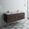 Fresca Formosa 58" Wall Hung Double Sink Modern Bathroom Cabinet - FCB31-241224ACA