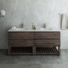 Fresca Formosa 72" Floor Standing Open Bottom Double Sink Modern Bathroom Cabinet W/ Top & Sinks - FCB31-3636ACA-FS-CWH-U