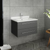 Fresca Lucera 24" Gray Wall Hung Modern Bathroom Cabinet W/ Top & Undermount Sink - FCB6124GR-UNS-CWH-U