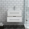 Fresca Lucera 24" White Wall Hung Modern Bathroom Cabinet W/ Top & Undermount Sink - FCB6124WH-UNS-CWH-U