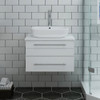 Fresca Lucera 24" White Wall Hung Modern Bathroom Cabinet W/ Top & Vessel Sink - FCB6124WH-VSL-CWH-V