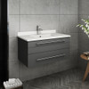 Fresca Lucera 30" Gray Wall Hung Modern Bathroom Cabinet W/ Top & Undermount Sink - FCB6130GR-UNS-CWH-U