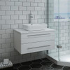 Fresca Lucera 30" White Wall Hung Modern Bathroom Cabinet W/ Top & Vessel Sink - FCB6130WH-VSL-CWH-V