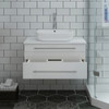 Fresca Lucera 30" White Wall Hung Modern Bathroom Cabinet W/ Top & Vessel Sink - FCB6130WH-VSL-CWH-V