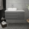 Fresca Lucera 36" Gray Wall Hung Modern Bathroom Cabinet W/ Top & Vessel Sink - Right Version - FCB6136GR-VSL-R-CWH-V