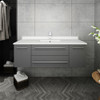 Fresca Lucera 48" Gray Wall Hung Modern Bathroom Cabinet W/ Top & Undermount Sink - FCB6148GR-UNS-CWH-U