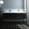 Fresca Lucera 60" Espresso Wall Hung Modern Bathroom Cabinet W/ Top & Double Undermount Sinks - FCB6160ES-UNS-D-CWH-U