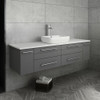 Fresca Lucera 60" Gray Wall Hung Modern Bathroom Cabinet W/ Top & Single Vessel Sink - FCB6160GR-VSL-CWH-V