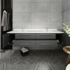 Fresca Lucera 72" Gray Wall Hung Modern Bathroom Cabinet W/ Top & Double Undermount Sinks - FCB6172GR-UNS-D-CWH-U