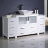 Fresca Torino 60" White Modern Bathroom Cabinets W/ Top & Vessel Sink - FCB62-123612WH-CWH-V