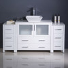 Fresca Torino 60" White Modern Bathroom Cabinets W/ Top & Vessel Sink - FCB62-123612WH-CWH-V