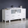 Fresca Torino 60" White Modern Bathroom Cabinets W/ Integrated Sink - FCB62-123612WH-I