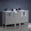 Fresca Torino 60" Gray Modern Double Sink Bathroom Cabinets W/ Integrated Sinks - FCB62-241224GR-I