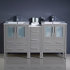 Fresca Torino 60" Gray Modern Double Sink Bathroom Cabinets W/ Integrated Sinks - FCB62-241224GR-I