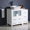 Fresca Torino 36" White Modern Bathroom Cabinets W/ Top & Vessel Sink - FCB62-2412WH-CWH-V