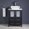 Fresca Torino 24" Espresso Modern Bathroom Cabinet W/ Top & Vessel Sink - FCB6224ES-CWH-V