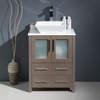 Fresca Torino 24" Gray Oak Modern Bathroom Cabinet W/ Top & Vessel Sink - FCB6224GO-CWH-V