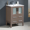 Fresca Torino 24" Gray Oak Modern Bathroom Cabinet W/ Integrated Sink - FCB6224GO-I