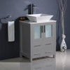 Fresca Torino 24" Gray Modern Bathroom Cabinet W/ Top & Vessel Sink - FCB6224GR-CWH-V