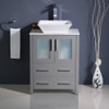 Fresca Torino 24" Gray Modern Bathroom Cabinet W/ Top & Vessel Sink - FCB6224GR-CWH-V