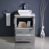 Fresca Torino 24" Gray Modern Bathroom Cabinet W/ Top & Vessel Sink - FCB6224GR-CWH-V