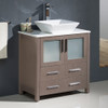 Fresca Torino 30" Gray Oak Modern Bathroom Cabinet W/ Top & Vessel Sink - FCB6230GO-CWH-V