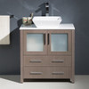 Fresca Torino 30" Gray Oak Modern Bathroom Cabinet W/ Top & Vessel Sink - FCB6230GO-CWH-V