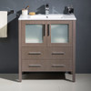 Fresca Torino 30" Gray Oak Modern Bathroom Cabinet W/ Integrated Sink - FCB6230GO-I