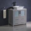 Fresca Torino 30" Gray Modern Bathroom Cabinet W/ Top & Vessel Sink - FCB6230GR-CWH-V